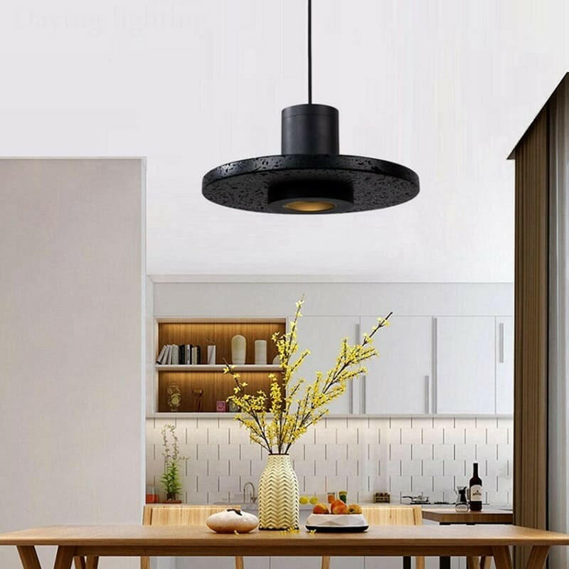 Black Volcanic Stone Pendant Light Minimalist | bright&plus