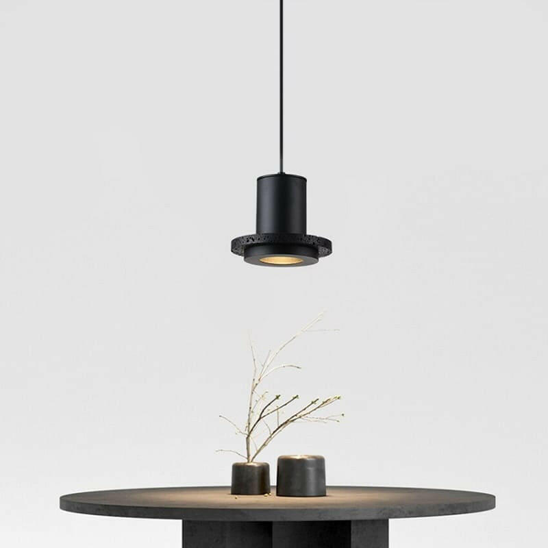 Black Volcanic Stone Pendant Light Minimalist | bright&plus