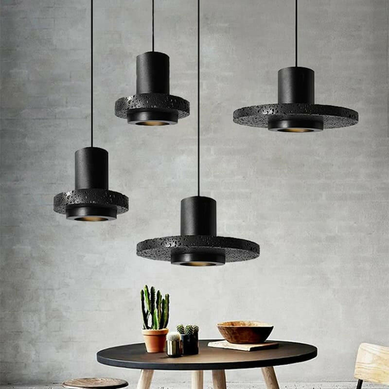 Black Volcanic Stone Pendant Light Minimalist | bright&plus