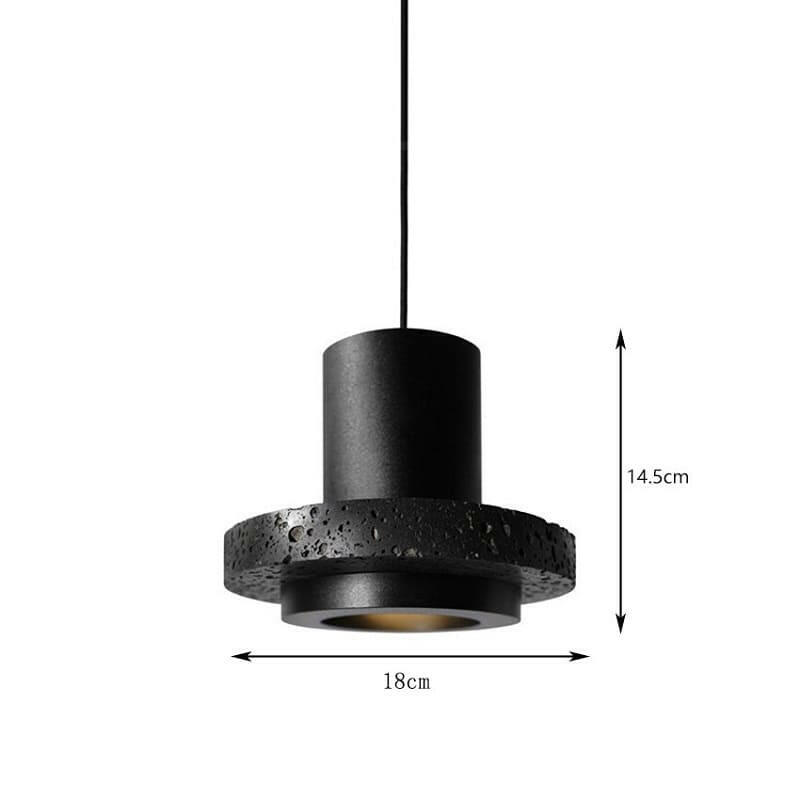 Black Volcanic Stone Pendant Light Minimalist