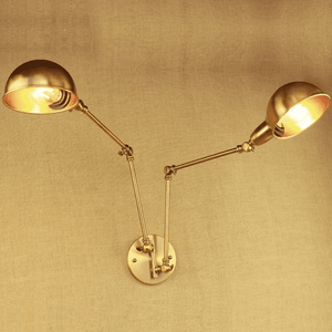 Brass Double Head Shade Industrial Wall Light | Bright & Plus.