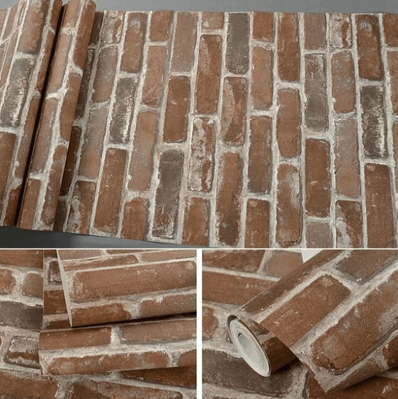 Carter - Rustic Vintage 3D Faux Brick Wallpaper Roll | Bright & Plus.