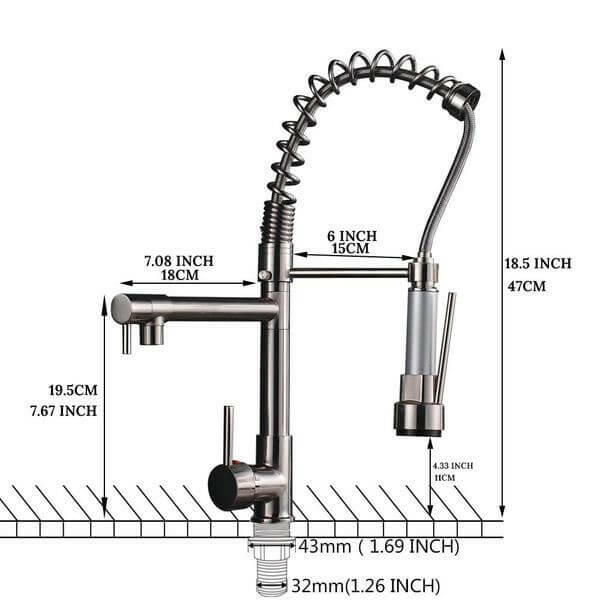 Carylon - LED Kitchen Spring Deck Mounted Faucet | Bright & Plus.
