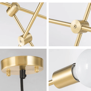 Circa Brass Mid century Pendant Light - 3 lines (6 heads) | Bright & Plus.