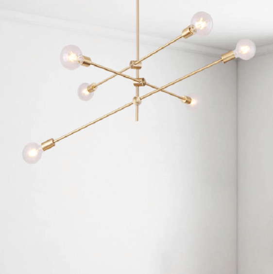 Circa Brass Mid century Pendant Light - 3 lines (6 heads) | Bright & Plus.