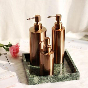 Clang - Rose Gold Toiletries Pump Bottles | Bright & Plus.