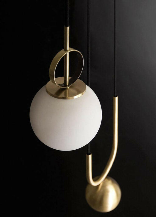 Cradle brass mid century pulley store pendant light