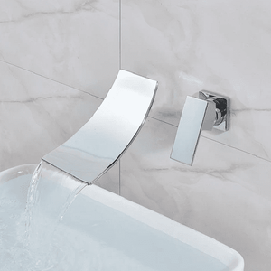 Etienne - Chrome Wall Mount Waterfall Flow Single Handle Faucet | Bright & Plus.