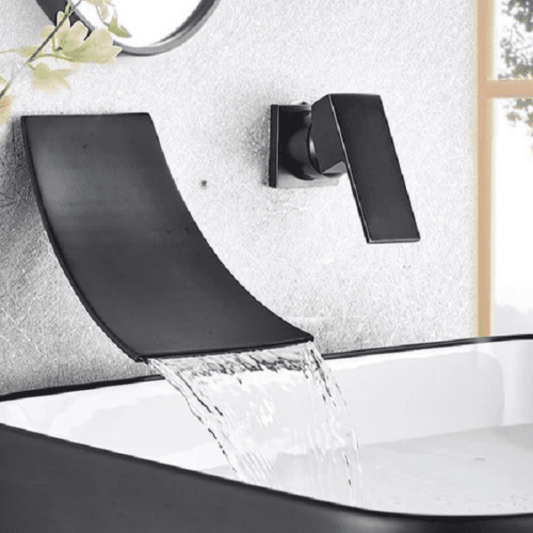 Etienne - Chrome Wall Mount Waterfall Flow Single Handle Faucet | Bright & Plus.