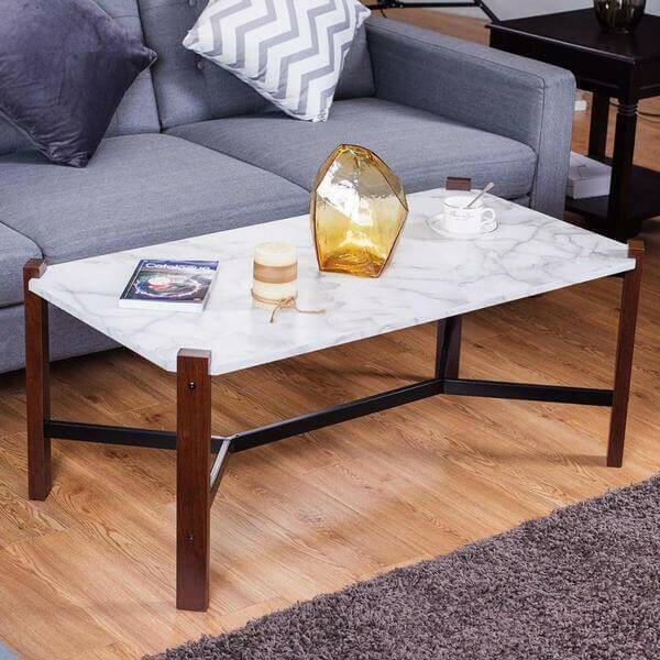 Fable - Faux Marble Top Living Room Coffee Table | Bright & Plus.