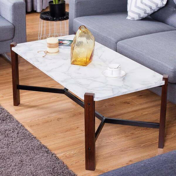 Fable - Faux Marble Top Living Room Coffee Table | Bright & Plus.