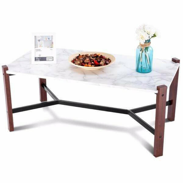 Fable - Faux Marble Top Living Room Coffee Table | Bright & Plus.