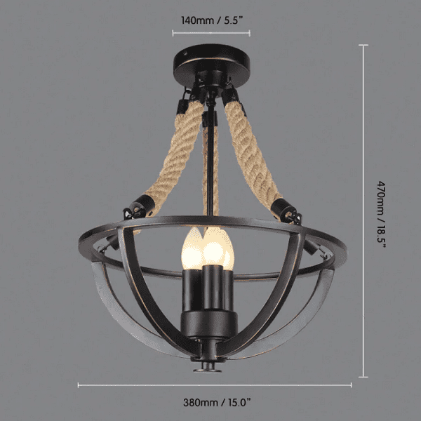 Frentty- Rustic Hemp Rope Iron Basket Antique with 3 Candle Lights | Bright & Plus.