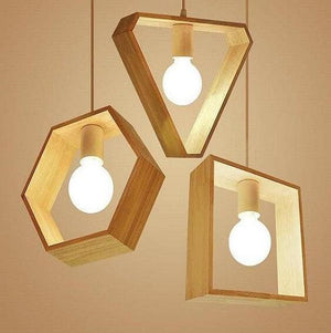 Geometric Hanging Wooden Lights | Bright & Plus.