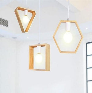 Geometric Hanging Wooden Lights | Bright & Plus.