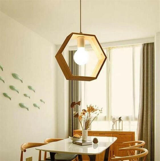 Wooden lamp hanging sales
