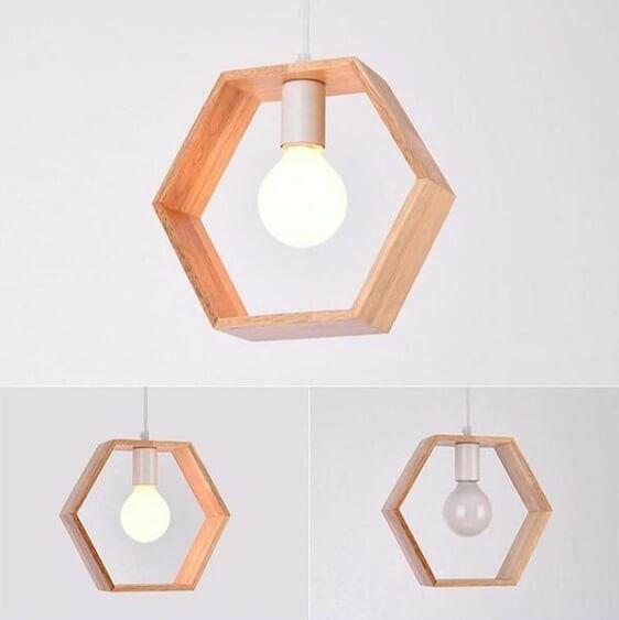 Geometric Hanging Wooden Lights | Bright & Plus.