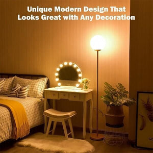 Glass Globe LED Floor Lamp w/ Acrylic Lampshade | Bright & Plus.