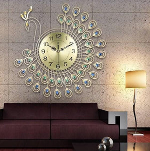 Gold 3D Peacock Wall Clock | Bright & Plus.