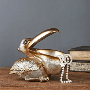 Golden Bird Pelican Key Storage Ornament | Bright & Plus.