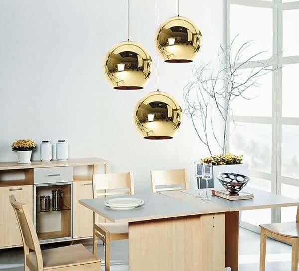 Gold shade mirror ball pendant Light | Bright & Plus.