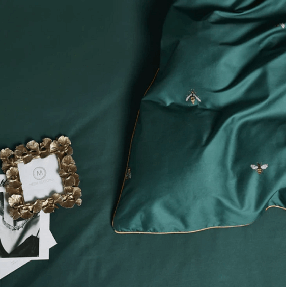 Greenwich Silky Green Egyptian Cotton Duvet Cover Set | Bright & Plus.