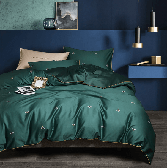 Greenwich Silky Green Egyptian Cotton Duvet Cover Set | Bright & Plus.