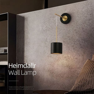 Heimdallr - Calibre Black & Brass Suspended Metal Wall Lamp