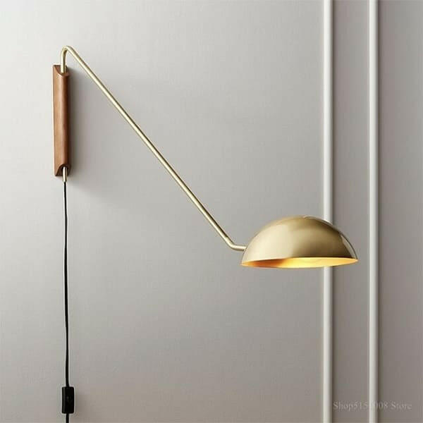 Hera - Retro Metal & Wood Wall Lamp with Plug