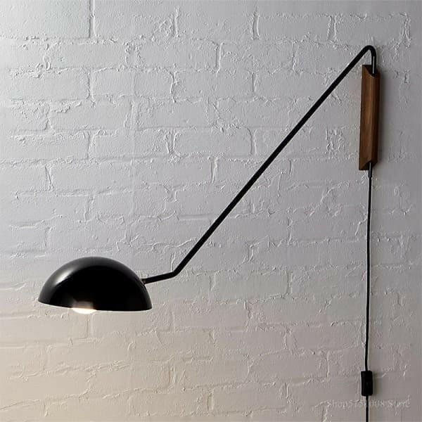 Hera - Retro Metal & Wood Wall Lamp with Plug