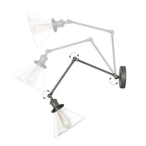Jacqueline - Adjustable Bent Arm Glass Wall Lamp | Bright & Plus.