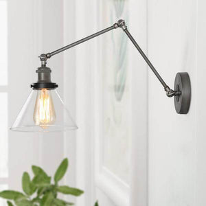Jacqueline - Adjustable Bent Arm Glass Wall Lamp | Bright & Plus.