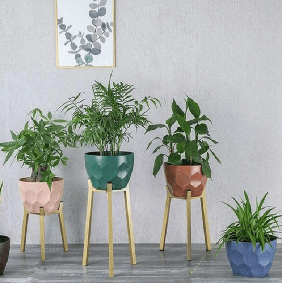 Koa - Geometric Modern Nordic Planter with Stand | Bright & Plus.