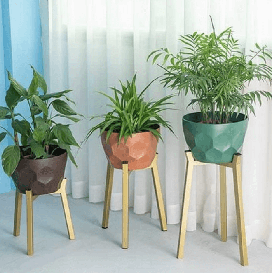 Koa - Geometric Modern Nordic Planter with Stand | Bright & Plus.