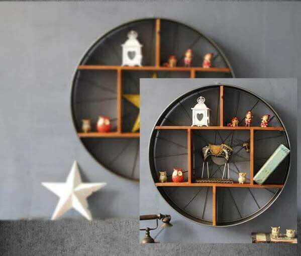 Lau - Wood & Iron Wheel Shelf | Bright & Plus.