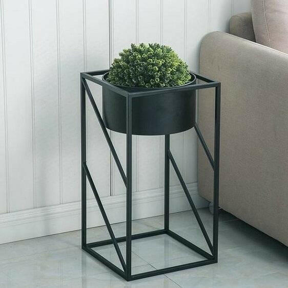 modern black indoor planter Lev - Angular Modern Indoor Planter
