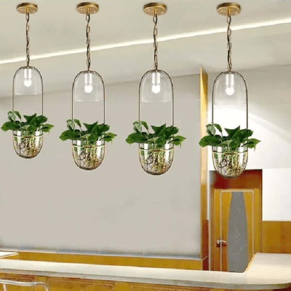 glass plant hanging pots Lileas - Modern Hanging Planter Lamp