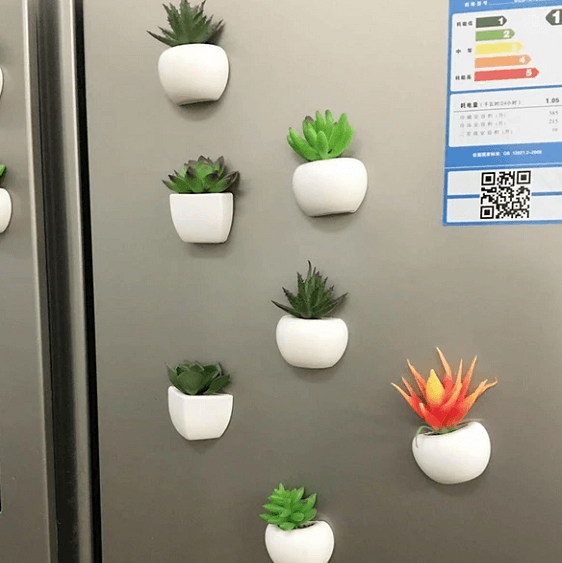 fridge magnet succulents Succulent Plant Fridge Magnets Label Mini Bonsai Magnet Button Potted Simulation Plant Refrigerator Message Sticker Home Decor D