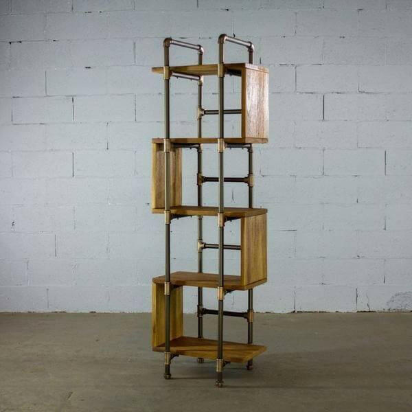 Modern Five Shelf Open Pipe Display Bookcase | Bright & Plus.