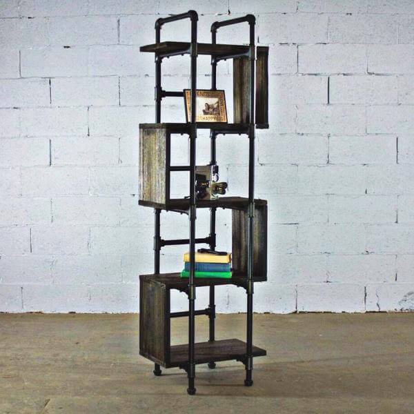 Modern Five Shelf Open Pipe Display Bookcase | Bright & Plus.
