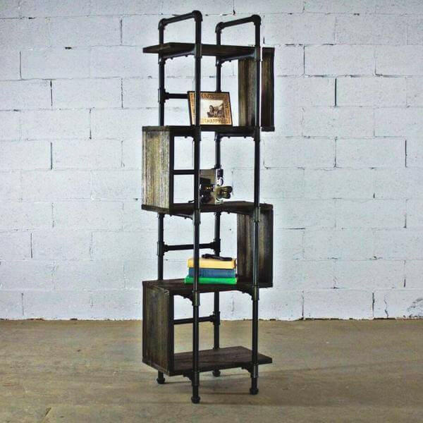 Modern 69-inch Tall Skinny 5-Shelf Bookcase in Black Wood Finish