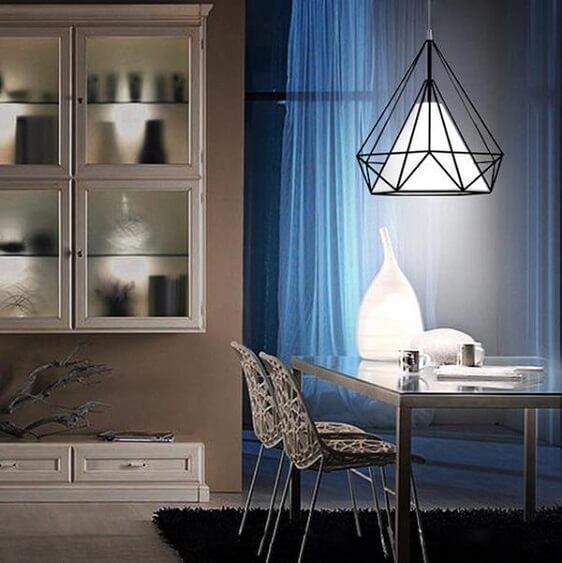 Modern Nordic Geometric Iron Cage Hanging Lamp | Bright & Plus.