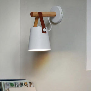 Nevra - Nora Leather Strap Wooden Wall Light