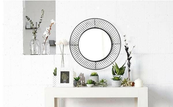 Nicolina - Round Iron Frame Mirror | Bright & Plus.