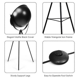 Nirv - Industrial Tripod Floor Lamp with Adjustable Metal Legs | Bright & Plus.