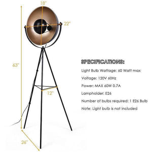 Nirv - Industrial Tripod Floor Lamp with Adjustable Metal Legs | Bright & Plus.