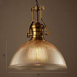 Brisell - Vintage Dome Pendant Lamp with Ribbed Glass | Bright & Plus.