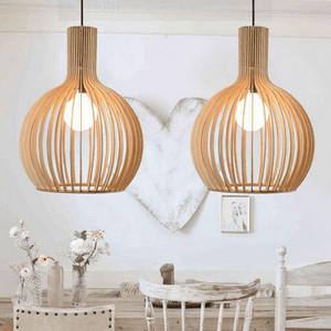 Nordic Wood Chandelier Handcraft Ceiling Lighting | Bright & Plus.