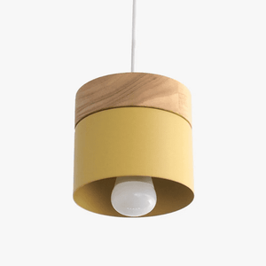 Nordic metal and wood cylindrical LED suspension lamp