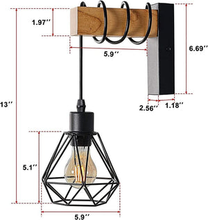 Odetta - Industrial Minimalist Wood LED Wall Lamp